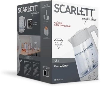 Чайник электрический Scarlett SC-EK27G104 1.7л. 2200Вт белый корпус: стекло/пластик от магазина РЭССИ