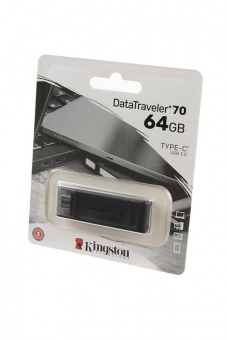 Носитель информации KINGSTON USB 3.0/3.2 Gen 1/Type-C 64GB DataTraveler 70 чёрный BL1 от магазина РЭССИ