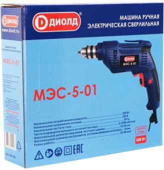 Дрель безударная Диолд МЭС-5-01 550Вт ключевой реверс (10011020\10012020) от магазина РЭССИ