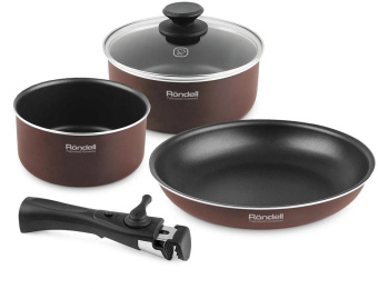 Набор посуды 5 предм. (кастрюля с/кр 20x9,5 см 3 л, ковш 16x8 см 1,6 л, сковорода 26х5,5 см, съемная от магазина РЭССИ