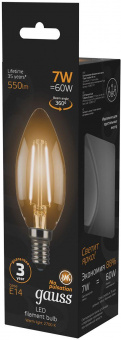 Лампа филам. Gauss 7Вт цок.:E14 свеча 220B 2700K св.свеч.бел.теп. C37 (упак.:10шт) (103801107) от магазина РЭССИ