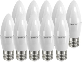 Лампа светодиодная Gauss Elementary 6Вт цок.:E27 свеча 220B 4100K св.свеч.бел.ней. C37 (упак.:10шт) (33226) от магазина РЭССИ