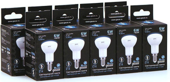 Лампа светодиодная Gauss R50 6Вт цок.:E14 рефлектор 220B 4100K св.свеч.бел.ней. (упак.:10шт) (106001206) от магазина РЭССИ