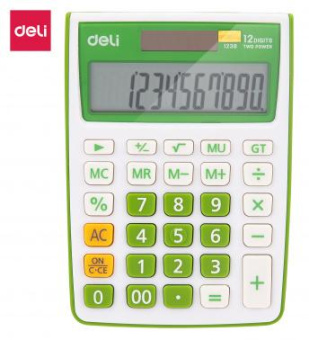 Калькулятор настольный Deli E1238/GRN зеленый 12-разр. от магазина РЭССИ