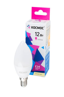 Лампа светодиодная КОСМОС LED 12w CN E1430 12Вт E14 3000K BL1 от магазина РЭССИ