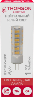 Лампа светодиодная Thomson TH-B4208 7Вт цок.:G4 капсул. 220B 4000K св.свеч.бел.нейт. (упак.:1шт) от магазина РЭССИ