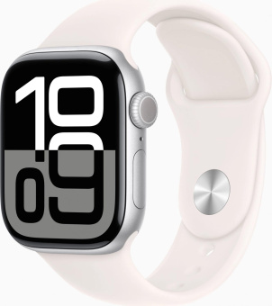 Смарт-часы Apple Watch Series 10 A2997 42мм OLED корп.серебристый Sport Band рем.белый разм.брасл.:130-180мм (MWWW3LW/A) от магазина РЭССИ