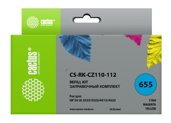 Заправочный набор Cactus CS-RK-CZ110-112 многоцветный 3x90мл для HP DJ IA 3525/5525/4515/4525 от магазина РЭССИ