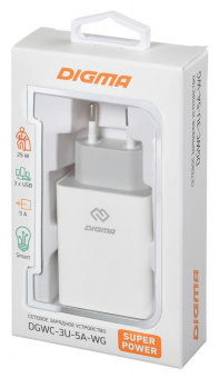 Сетевое зар./устр. Digma DGWC-3U-5A-WG 25W 5A универсальное белый от магазина РЭССИ