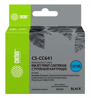 Картридж струйный Cactus CS-CC641 №121XL черный (18мл) для HP DJ D1663/D2563/D2663/D5563/F2423/F2483 от магазина РЭССИ