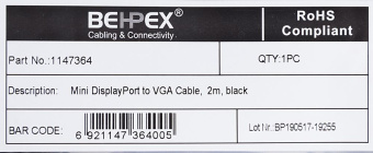 Кабель 1.1v miniDisplayPort (m) VGA (m) 2м черный от магазина РЭССИ