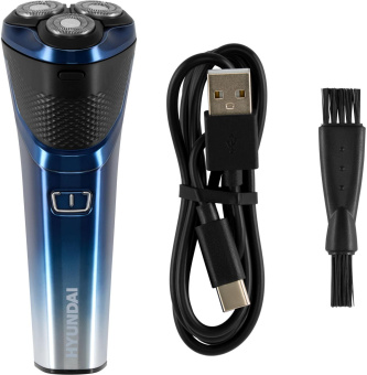 Бритва роторная Hyundai H-SH8089 реж.эл.:3 питан.:аккум. голубой от магазина РЭССИ