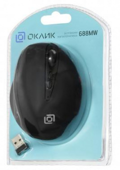 Мышь Оклик 688MW ERGO черный оптическая (1600dpi) беспроводная USB для ноутбука (6but) от магазина РЭССИ