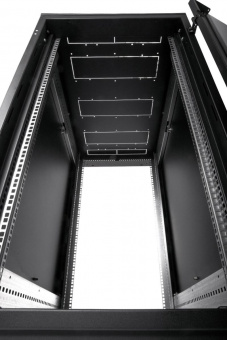 Шкаф коммутационный ЦМО (ШТК-М-22.6.8-1ААА-9005) напольный 22U 600x800мм пер.дв.стекл задн.дв.стал.лист 2 бок.пан. 330кг черный от магазина РЭССИ