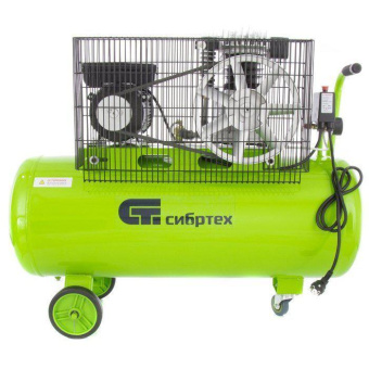 Компрессор поршневой Сибртех КР-2200/100 масляный 350л/мин 100л 2200Вт зеленый/черный от магазина РЭССИ