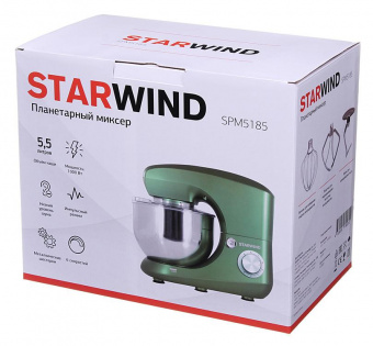 Миксер планетарный Starwind SPM5185 1000Вт зеленый от магазина РЭССИ