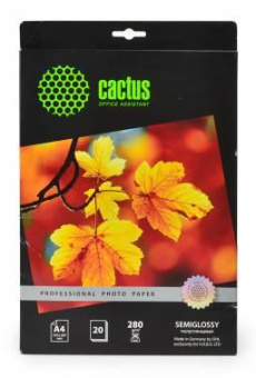 Фотобумага Cactus Prof CS-SGA428020 A4/280г/м2/20л./белый полуглянцевое для струйной печати от магазина РЭССИ