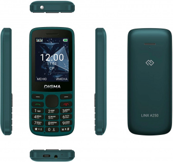 Мобильный телефон Digma A250 Linx 128Mb зеленый моноблок 3G 4G 2Sim 2.4" 240x320 GSM900/1800 GSM1900 microSD max32Gb от магазина РЭССИ