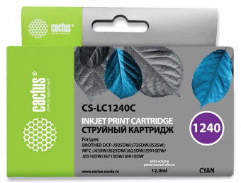 Картридж струйный Cactus CS-LC1240C голубой (12мл) для Brother MFC-J6510/6910DW от магазина РЭССИ