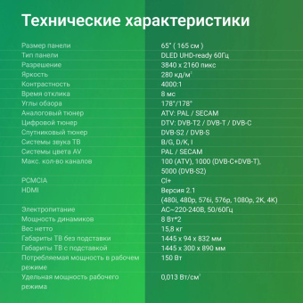 Телевизор LED Digma 65" DM-LED65UBB40 Салют ТВ Frameless Metal черный/черный 4K Ultra HD 60Hz DVB-T DVB-T2 DVB-C DVB-S DVB-S2 USB WiFi Smart TV от магазина РЭССИ