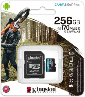 Флеш карта microSDXC 256Gb Class10 Kingston SDCG3/256GB Canvas Go! Plus + adapter от магазина РЭССИ
