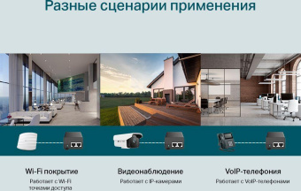Инжектор PoE TP-Link POE160S 10/100/1000BASE-T 48В(DC) от магазина РЭССИ