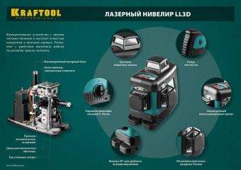 Нивелир лазерн. Kraftool 34640-4 цв.луч. красный 3луч. от магазина РЭССИ