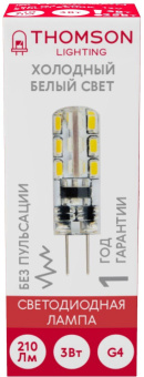 Лампа светодиодная Thomson TH-B4223 3Вт цок.:G4 капсул. 12B 6500K св.свеч.бел.хол. (упак.:1шт) от магазина РЭССИ