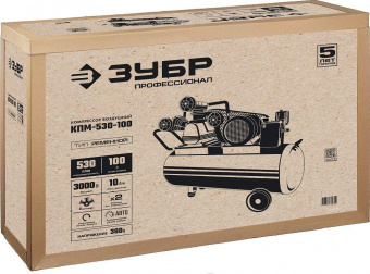 Компрессор поршневой Зубр КПМ-530-100 масляный 530л/мин 100л 3000Вт синий/черный от магазина РЭССИ