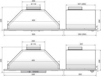 Вытяжка встраиваемая Elikor Врезной блок 52Н-650-Э3Д нержавеющая сталь управление: кнопочное (1 мотор) от магазина РЭССИ
