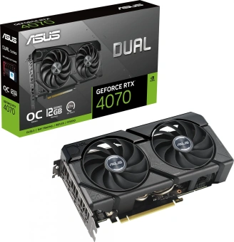 Видеокарта Asus PCI-E 4.0 DUAL-RTX4070-O12G-EVO NVIDIA GeForce RTX 4070 12Gb 192bit GDDR6X 2520/21000 HDMIx1 DPx3 HDCP Ret от магазина РЭССИ
