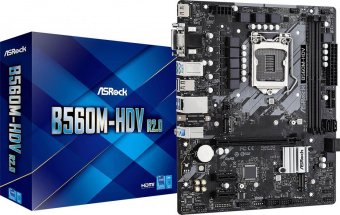 Материнская плата Asrock B560M-HDV R2.0 Soc-1200 Intel B560 2xDDR4 mATX AC`97 8ch(7.1) GbLAN+VGA+DVI+HDMI от магазина РЭССИ