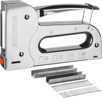 Степлер ручной Stayer BlackForce-53 скобы тип 53: 6-14мм гвозди тип 300 / 500 от магазина РЭССИ