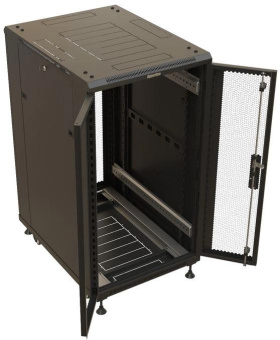 Шкаф серверный Hyperline (TTBR-2266-DD-RAL9004) напольный 22U 600x600мм пер.дв.перфор. задн.дв.перфор. 2 бок.пан. 1000кг черный 510мм 1166мм IP20 сталь от магазина РЭССИ