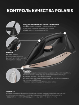 Утюг Polaris PIR 2483K 2400Вт черный/золотистый от магазина РЭССИ