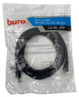 Патч-корд Buro UTP 4 пары cat5E CCA molded 5м черный RJ-45 (m)-RJ-45 (m) от магазина РЭССИ