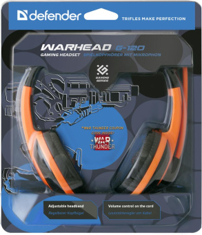 Наушники с микрофоном Defender Warhead G-120 оранжевый/черный 2м накладные оголовье (64099) от магазина РЭССИ