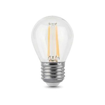 Лампа светодиодная филаментная LED 5 Вт 450 лм 4100К шар P45 нейтральный E27 AC 220В прозрачная колба диммируемая Black Filament Gauss от магазина РЭССИ