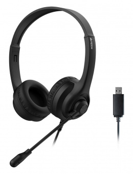 Наушники с микрофоном A4Tech HU-8 черный 2м накладные USB оголовье от магазина РЭССИ