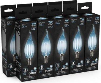 Лампа филам. Gauss Filament 7Вт цок.:E14 свеча на ветру 220B 4100K св.свеч.бел.ней. CF35 (упак.:1шт) (104801207) от магазина РЭССИ