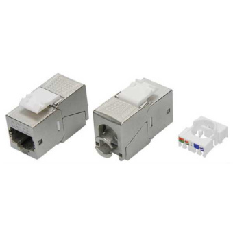 Модуль Кейстоун (Keystone) RJ45 CAT 5E экранированный (STP). 180 градусов. серебристый (упаковка 12 шт) от магазина РЭССИ