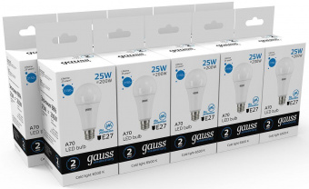 Лампа светодиодная Gauss Elementary 25Вт цок.:E27 груша 220B 6500K св.свеч.бел.хол. A67 (упак.:10шт) (73235) от магазина РЭССИ