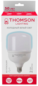 Лампа светодиодная Thomson TH-B2365 40Вт цок.:E27 цилин. 220B 6500K св.свеч.бел.хол. T120 (упак.:1шт) от магазина РЭССИ