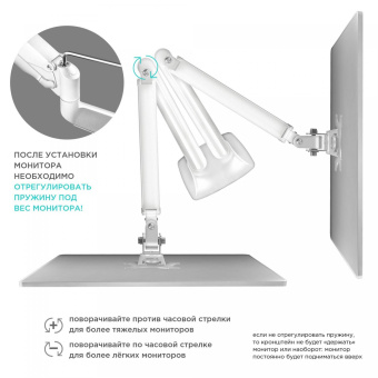 Кронштейн для мониторов Onkron G200 белый 13"-32" макс.18кг настольный поворот и наклон верт.перемещ. от магазина РЭССИ