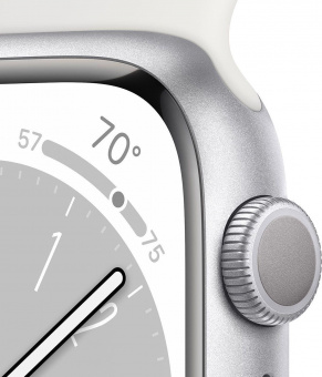 Смарт-часы Apple Watch Series 8 А2770 41мм OLED корп.серебристый рем.белый разм.брасл.:S/M (MP6L3LL/A) от магазина РЭССИ