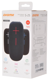 Колонка порт. Digma S-25 черный 10W 1.0 BT/3.5Jack/USB 2400mAh (SP2510B) от магазина РЭССИ