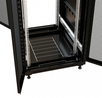 Шкаф серверный WRline (WR-TT-2268-DD-RAL9004) напольный 22U 600x800мм пер.дв.перфор.2ств. задн.дв.перфор.2-хст. 2 бок.пан. 800кг черный 710мм 1166мм IP20 сталь от магазина РЭССИ