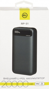 Мобильный аккумулятор Redline PowerBank RP51 20000mAh 3A 2xUSB черный (УТ000032477) от магазина РЭССИ