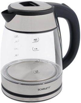 Чайник электрический Scarlett SC-EK27G40 1.8л. 1800Вт серебристый/черный корпус: стекло (EK27G40) от магазина РЭССИ