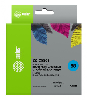 Картридж струйный Cactus CS-C9391 №88 голубой (29мл) для HP DJ Pro K550 от магазина РЭССИ